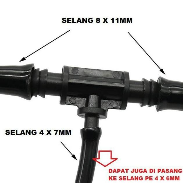 Promo Cod Connector Reducer Tee 11 Ke 7Mm Nepel T Konektor Untuk Selang Pe 8 X 11 Mm & 4 X 7Mm Uniri