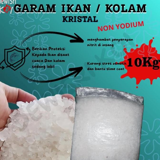 Garam Ikan/Kolam Koi Kristal Non Yodium 10Kg Import, Cepat Larut