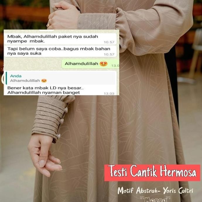 [Gamis Hermosa] Gamis Embos Hermosa Motif Abstrak Warna Mocca Bahan Yoris Caltri-Gamis Warna Coklat 