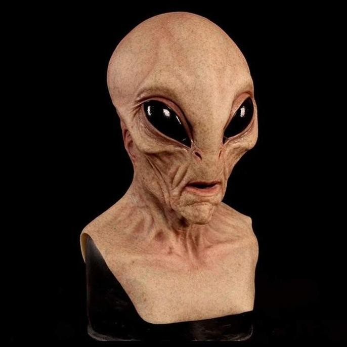 Topeng Alien Ufo Latex Mask Halloween Topeng Wajah Cosplay