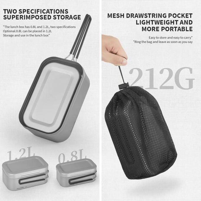 Kotak Makan Ultralight Naturehike CNH22CJ010 Titanium Lunch Box