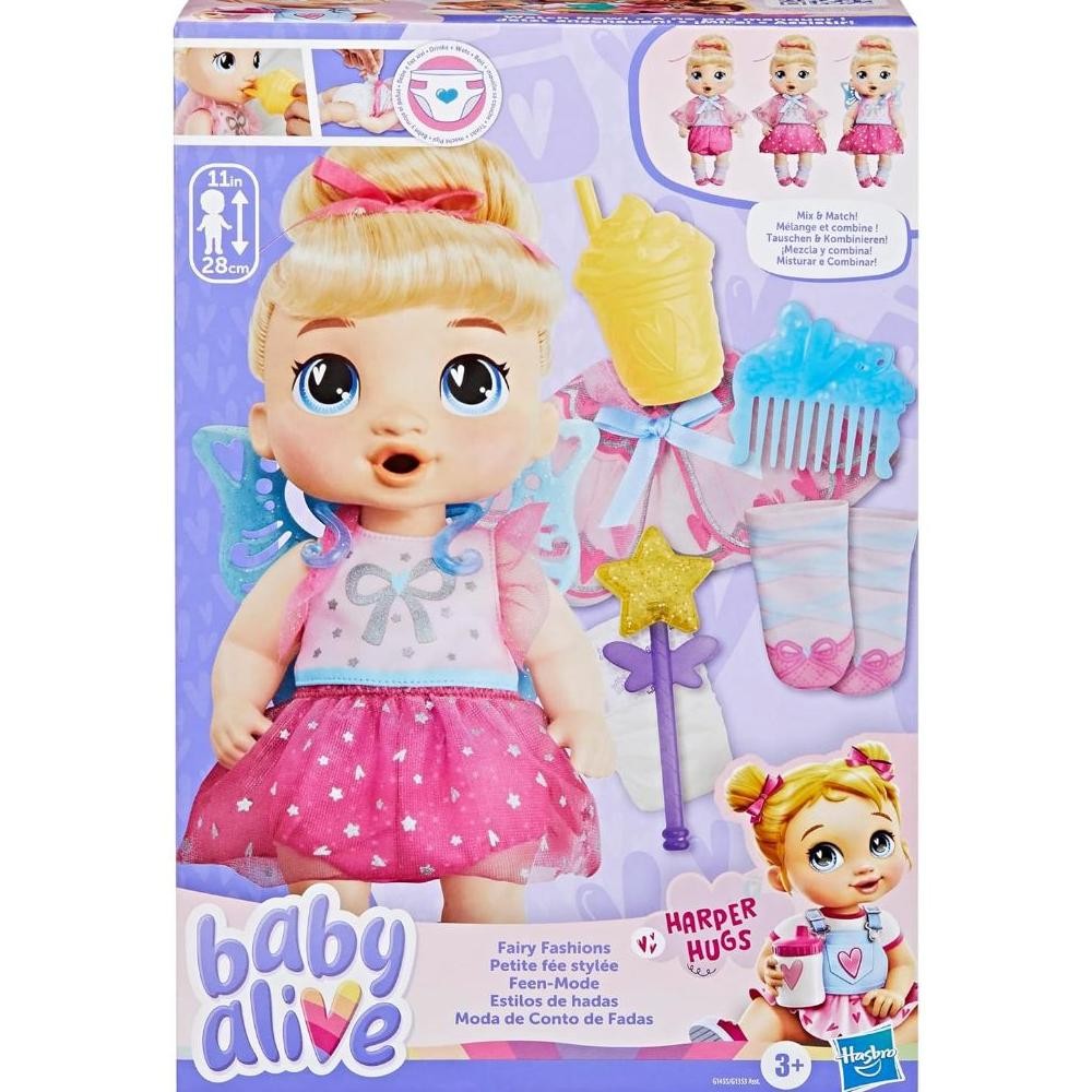 TERJAMIN ASLI BONEKA READY BABY ALIVE FAIRY FASHIONS HARPER HUGS DENGAN AKSESORI PAKAIAN, RAMBUT