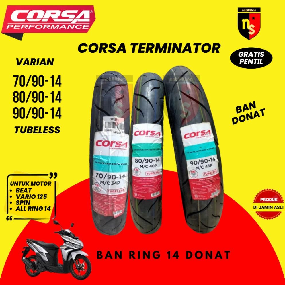 Baru Ban Corsa Ring 14 Matic Corsa Terminator Ban Donat Free Pentil Tubeless
