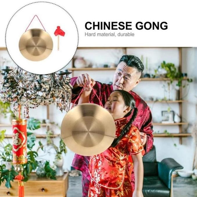 18CM Gong Kuningan Instrumen Perkusi Gong Tangan Cina Kecil Dengan Palu Bulat Gong Luo Mainan Musik 