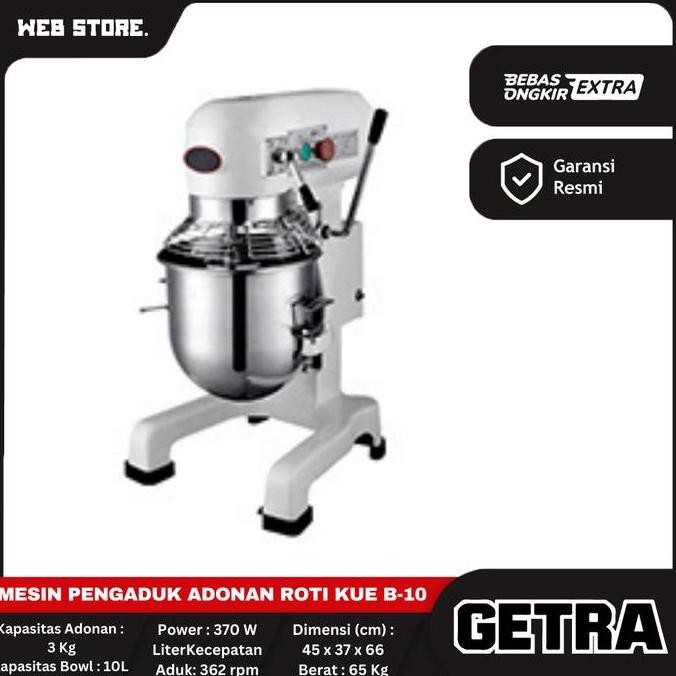 NANSO Planetary Dough Mixer 10 L Mesin Pengaduk Adonan Roti Kue B-10 Getra