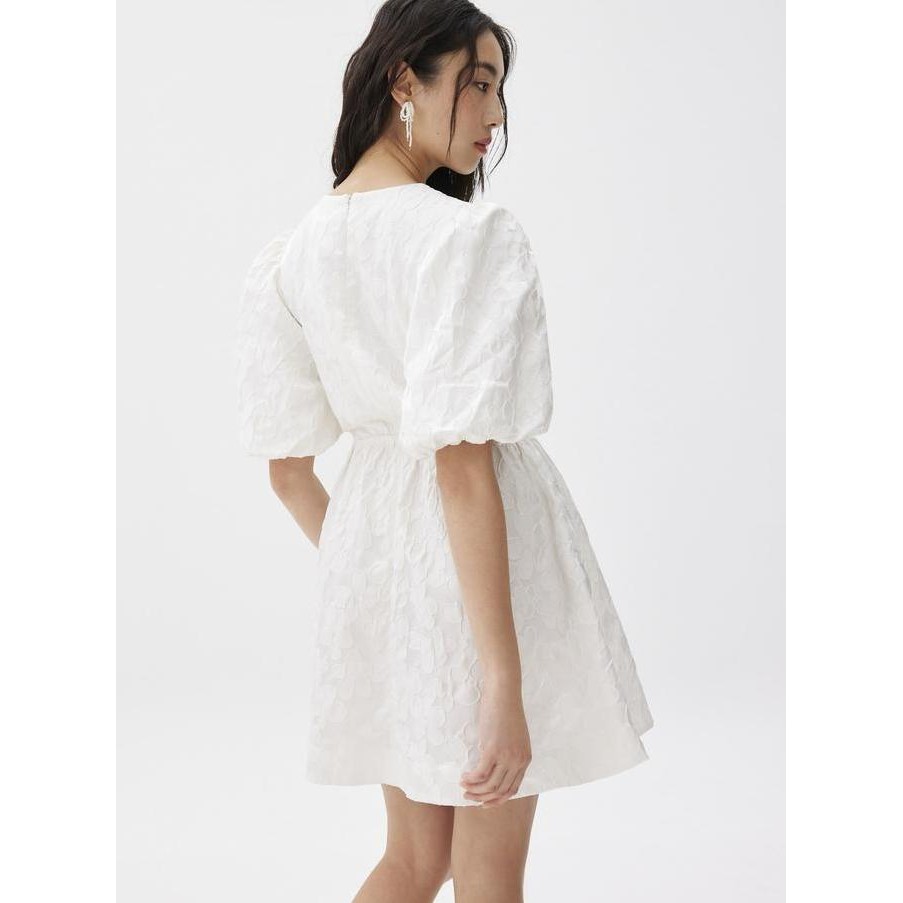Love, Bonito - Dress Wanita - Jacquard Puff Sleeve Fit & Flare Mini Dress