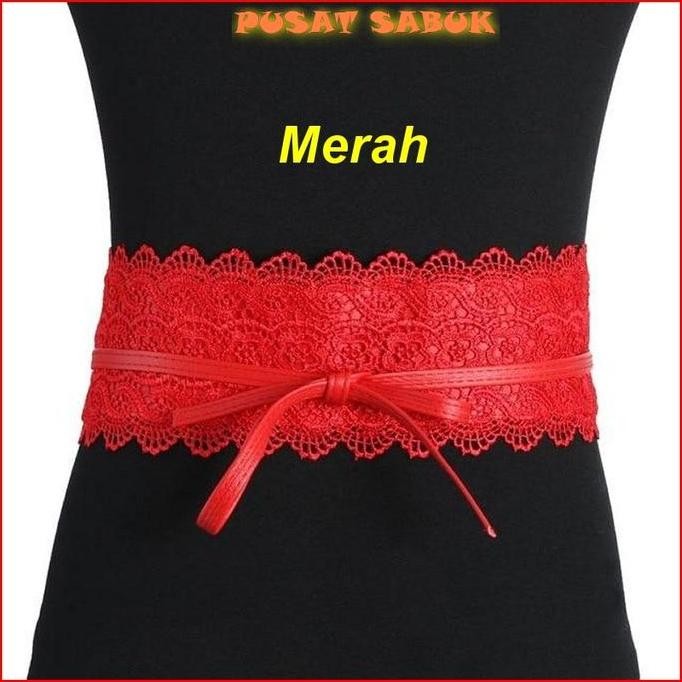 Gesper Cewek Ikat Tali Pinggang Sabuk Obi Belt Wanita Fashion Korea Impor Kain Kepang Hitam Karet AS