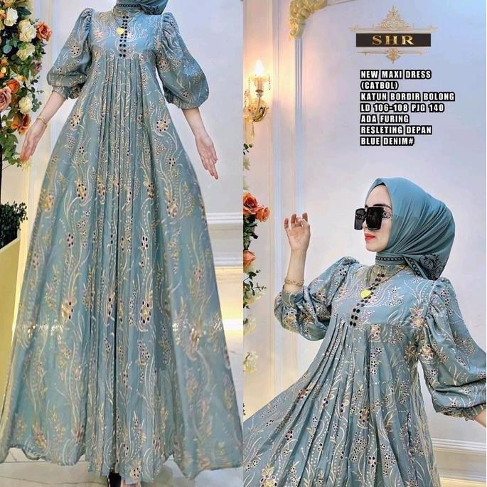 New Shr Maxi Dres Ramping Katun Bordir Full Puring Ori Shr