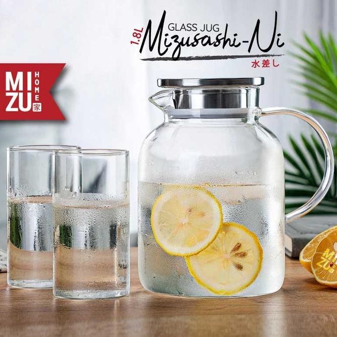 Mizu Mizusashi-Ni Glass Jug Teko Kaca Borosilikat Teko Air Minimalis