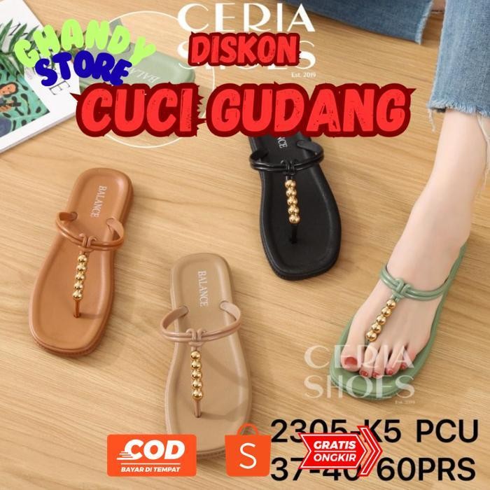 Do86 SALE Sandal Jepit Wanita Karet Jelly Import Model Tali T Thong Mutiara Bahan Rubber Ringan Elas