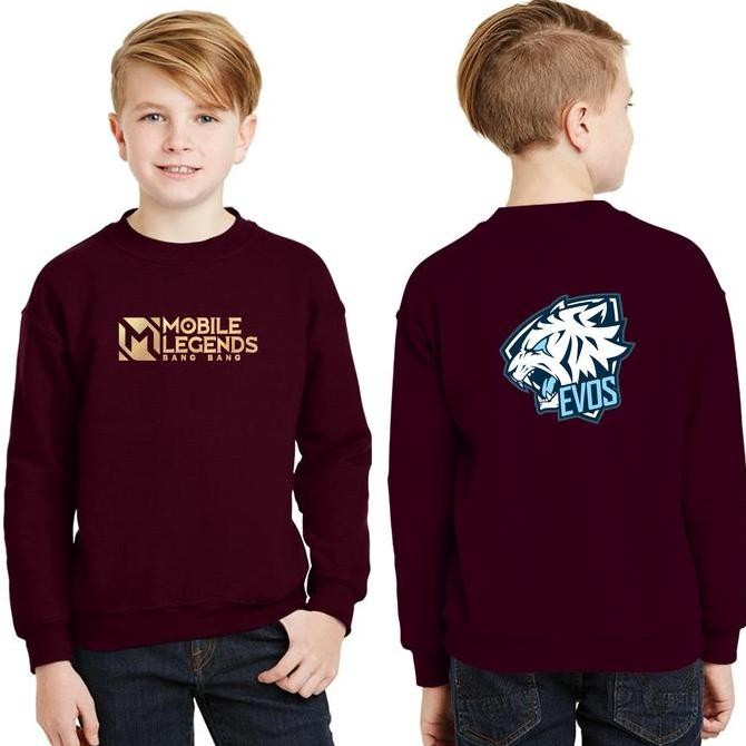 DV83 }} SWEATER Anak ML EVOS LEGEND - sweter ML EVOS - Kaos Mobile legend EVOS / Sweater ML EVOS 6-1