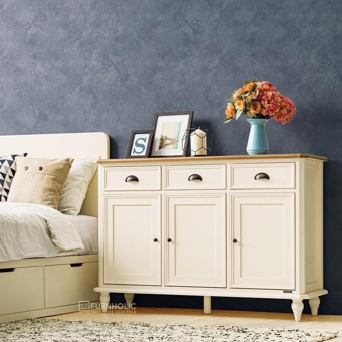 IFURNHOLIC Marsha Credenza | Lemari Laci Kabinet Dapur Minimalis | Buffet TV Kayu Dengan Rak Laci | 