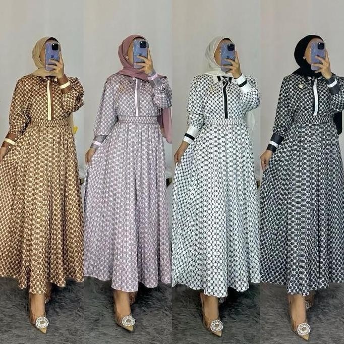 Setelan Rok Silk Plisket Premium Wanita