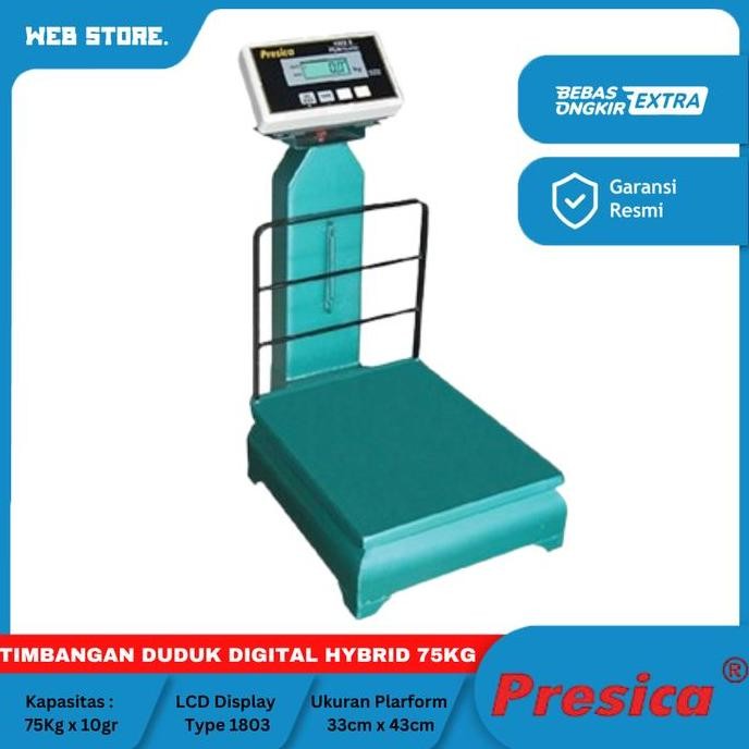 JERICOMM Timbangan Duduk Digital Hybrid Lantai Barang Mekanik Presica 75Kg