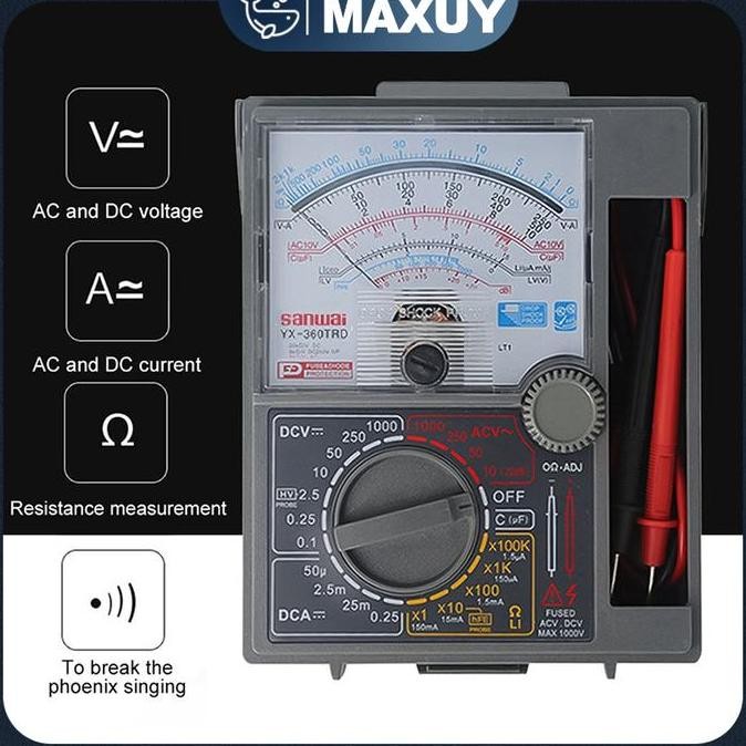 SANWAI YX-360TRD MULTIMETER MULTITESTER ANALOG METER FUSE DIODE PROTECTION DC AC TEST ANALOGUE MULTI