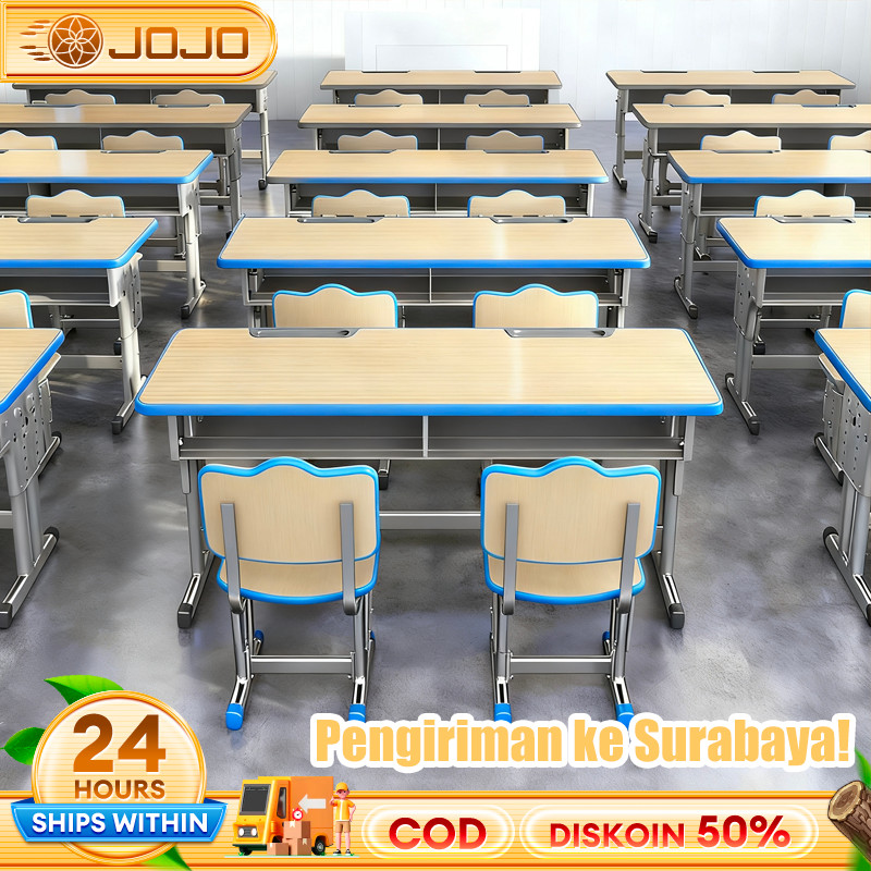 Meja Dan Kursi Ganda Kayu Solid Meja Dan Kursi Sekolah Berkualitas Tinggi 120x40CM Set Meja Belajar 
