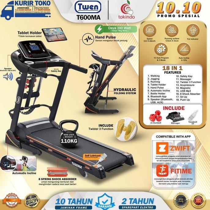 Terlaris Twen T600Ma Treadmil Listrik Treadmill Portable Treadmill Multifungsi Treadmil Lipat Treadm