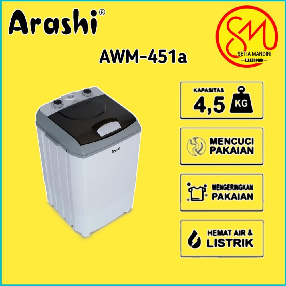 EDELWEIS- Mesin Cuci Portable Mesin Cuci Mini Arashi AWM451A - AWM451A