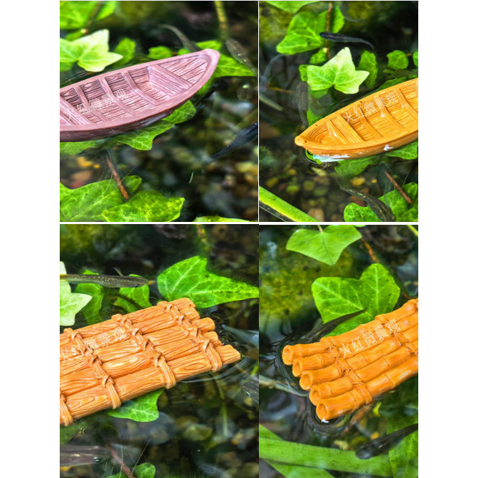 Hiasan Aquarium Perahu Mengambang Floating Miniatur Maket Aquascape Paludarium Perahu Bambu Mini
