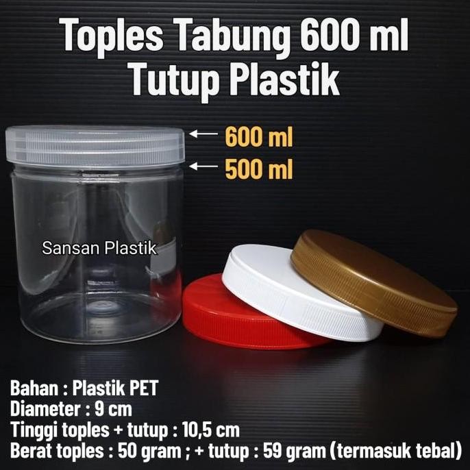 Toples Plastik 600ml /Toples tabung 600 ml