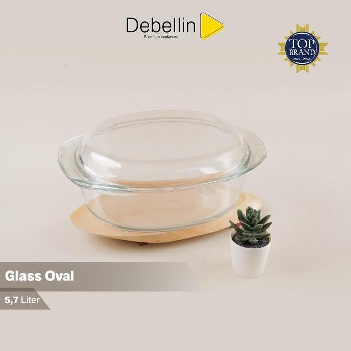 Premium Debellin Glass Oval Casserole Mangkok Saji Kaca Borosilicate 5,7 Liter Promo