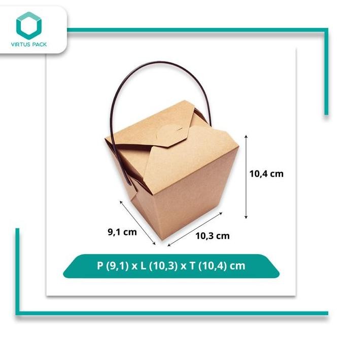 VirtusPack/Eco Friendly/Mangkok Kertas/Kraft Food Pail Handle26oz/50pc