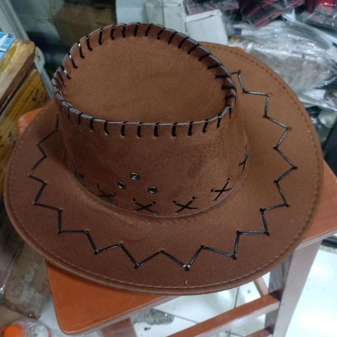 Premium Topi Koboi Pria Dan Wanita Koboi Dov Anak Anak-Coklat Muda Promo