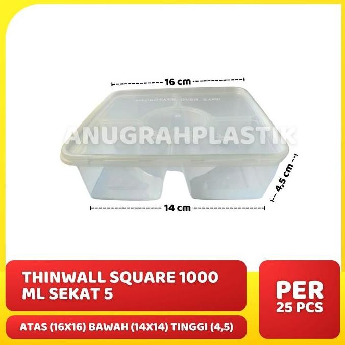 Thinwall 1000 ml SQ sekat 5 DM / Thinwall Bento / Thinwall Inner SLOP