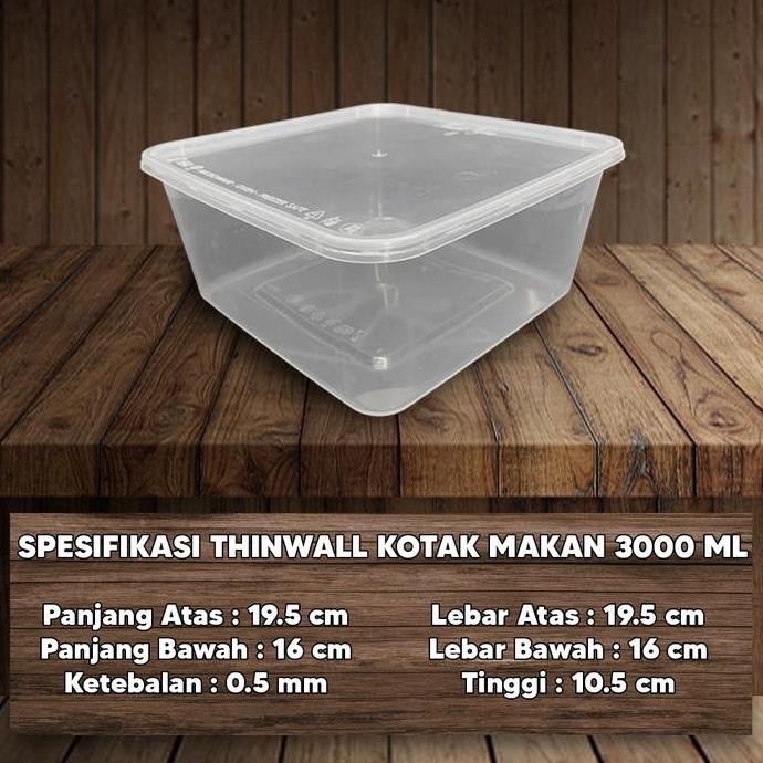 Kotak Thinwall JUMBO 3000ml/Thin Wall Kotak Makanan 3000ml