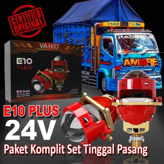 Promo Biled 24 Volt - Paket Komplit Set Biled ProjectorVahid E10 Plus 24 Volt Untuk Mobil Truck Bus 
