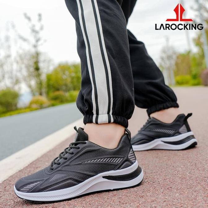 Larocking - Vega Hitam Abu | Sepatu Running Gym Shoes Abu Outdoor