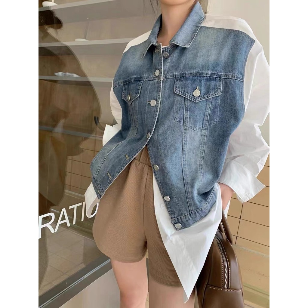 Kemeja Rompi Denim Wanita Kekinian Korean Style 12231