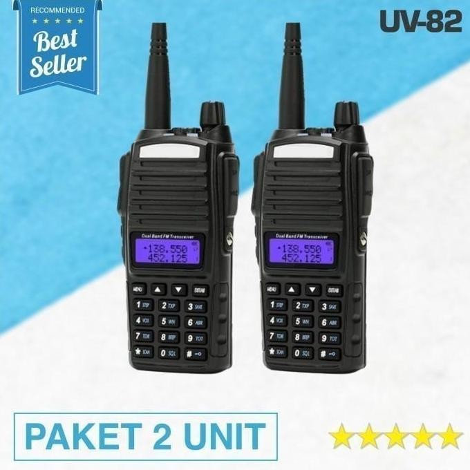 ZOLDYCK- Baofeng Paket 2 Unit Radio HT BF UV-82 8Watt Handy Talkie Jarak Jauh Terbaik Anti Air UV82 