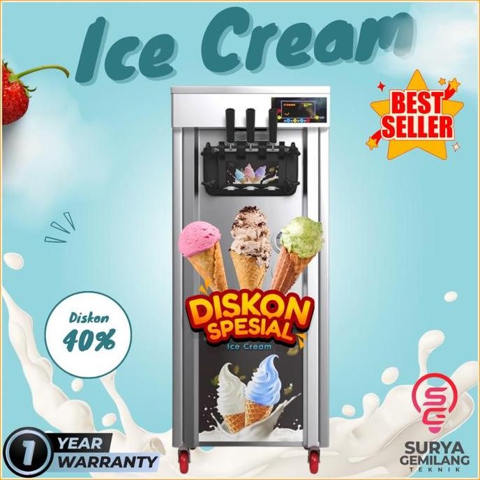 EXORCIST- Mesin Pembuat Es Krim 3 Kran / Tuas Soft Ice Cream Digital