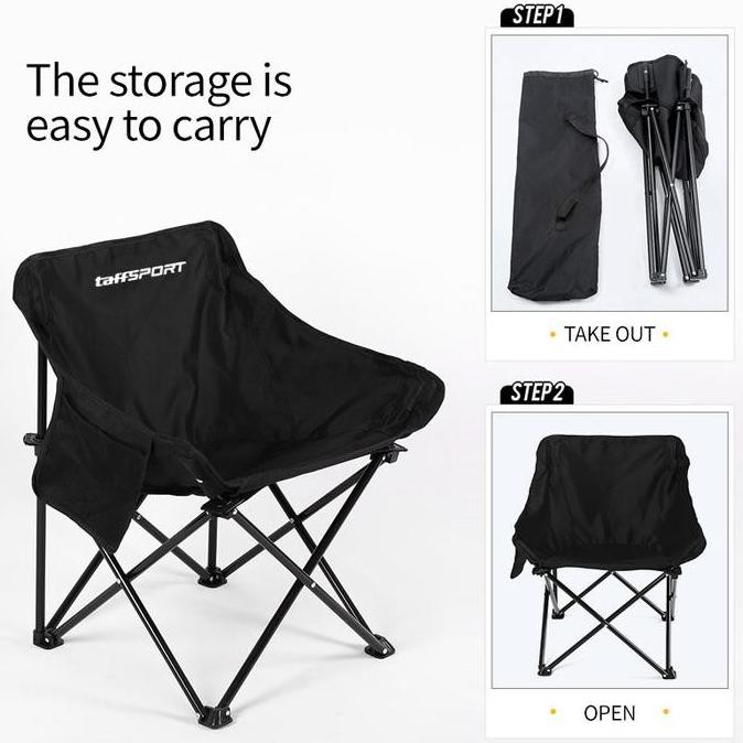 TaffSPORT Kursi Lipat Outdoor dengan Saku - Kursi Camping Lipat Portable 59x45x68cm - ON-600 - Warna