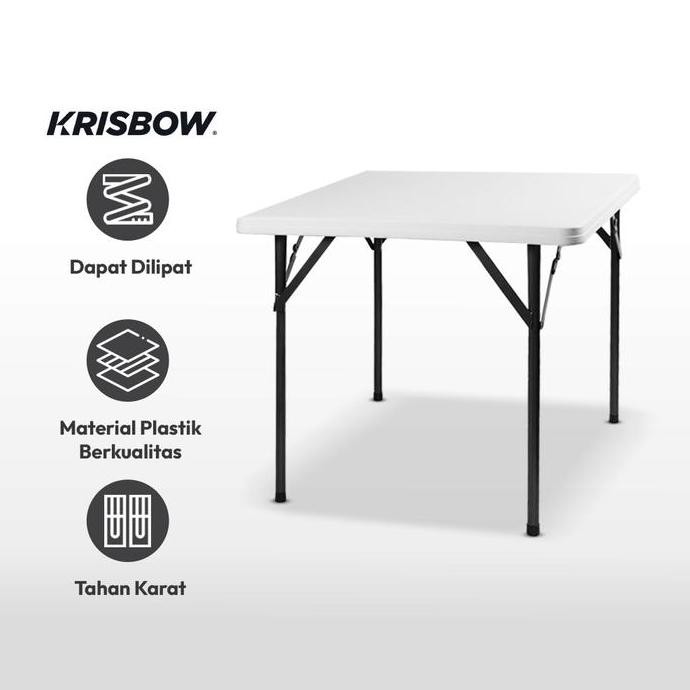 KRISBOW 86X86 CM MEJA LIPAT - PUTIH/ABU-ABU