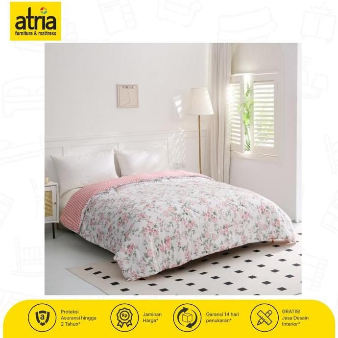 Bedcover & Sprei Atria Shaby Chic Reversible Pink Floral Microviber