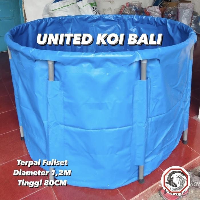 KOLAM TERPAL VET BULAT ORCHID FULLSET TERPAL IKAN KOI DIAMETER 1,2M