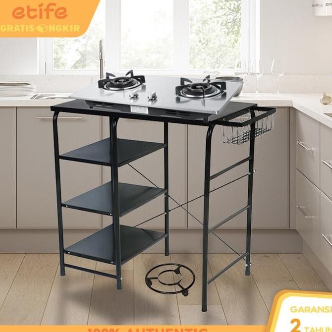 HASCHWALT- Etife Meja Kompor / Rak Dapur / Meja Dapur/ Rak Besi / Rak Besi / Rak Kompor/Dapur minima