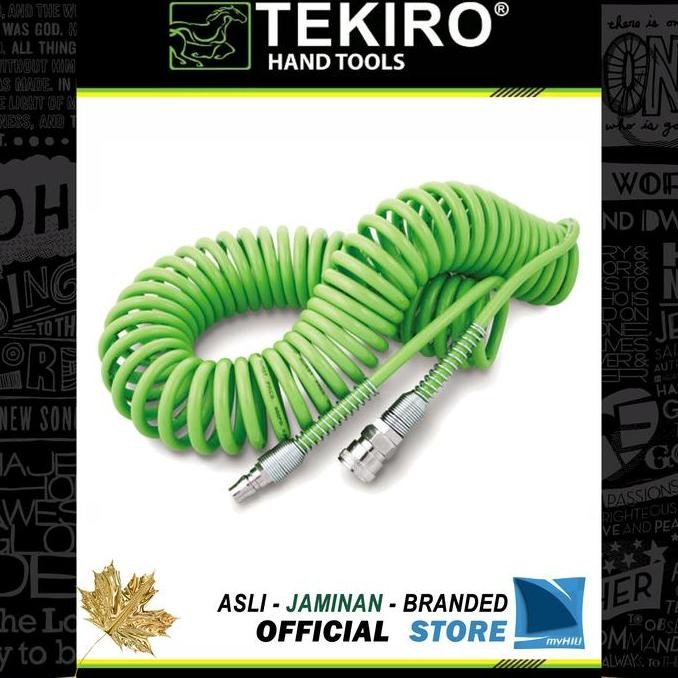 Promo Tekiro Selang Rekoil 6 Meter Selang Angin Ulir Hijau Spiral Hose Diameter 5Mm-8Mm Bahan Polyur