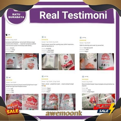 GROSIR Plastik PE Tomat 1/4 1/2 1kg 10x20 12x25 15x30 cm Pembungkus Makanan Panas Dingin Es Batu San