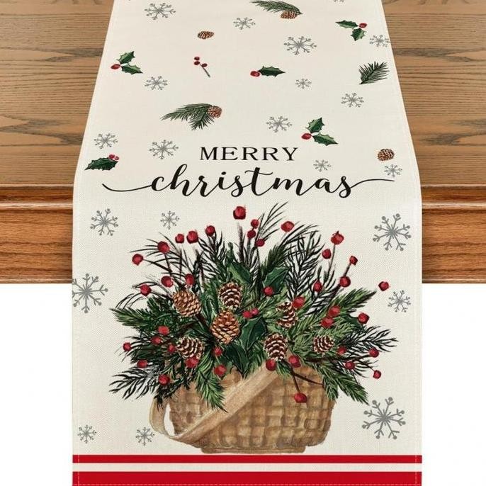 DB101 >> Taplak Meja Natal Printed - Table Runner Christmas
