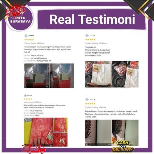 Gercep Kantong Plastik Tas Kresek Besar uk 35x52 Gading Surya isi 50 Lembar Tebal 0.2 Merah Putih Hi