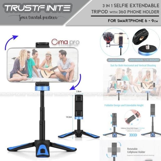 Mini Tripod Hp Extension Holder Lipat 360 Tripod Tongsis Smartphone