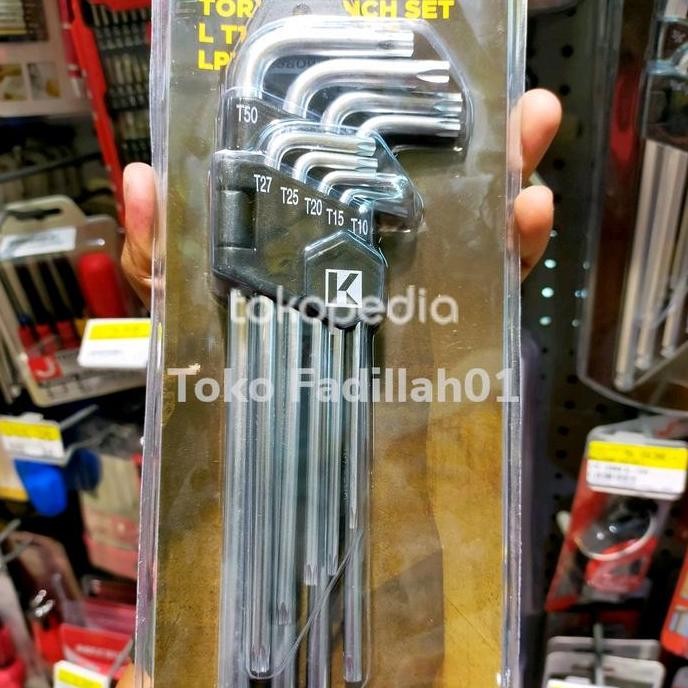 Krisbow Kunci L Torx T10-T50 9Pcs / Kunci L Bintang Krisbow Chrome
