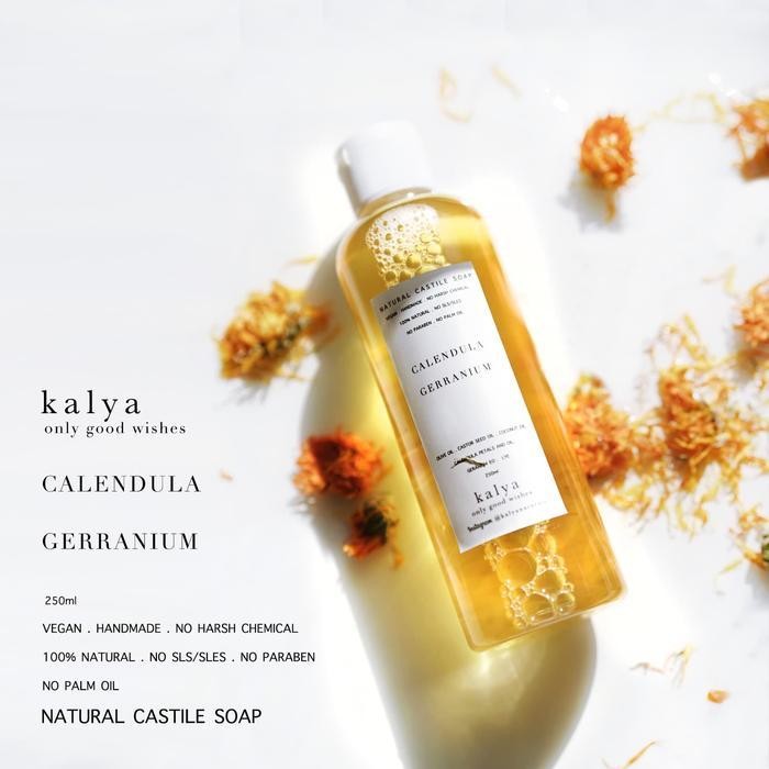 kalya sabun cair - liquid castile soap - CALENDULA GERRANIUM 250ml -