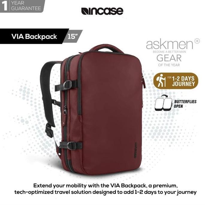 Incase Via Backpack Tas Ransel (Intr30058-Drd) - Deep Red | Tas Pria | Tas Ransel |Tas Kerja | Tas W