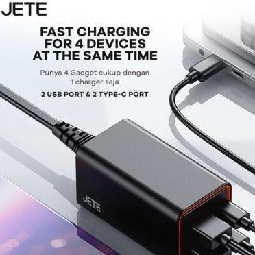 JETE E6 Adapter Fast Charger GaN 65W + 4 Port (Dual USB & Dual TypeC)