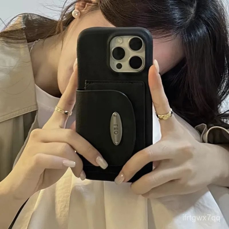 Tempat Kartu Mewah Pemegang Slot Kulit PU untuk iPhone 16 15 14 13 12 Pro Max 11 Dompet Kartu Kredit