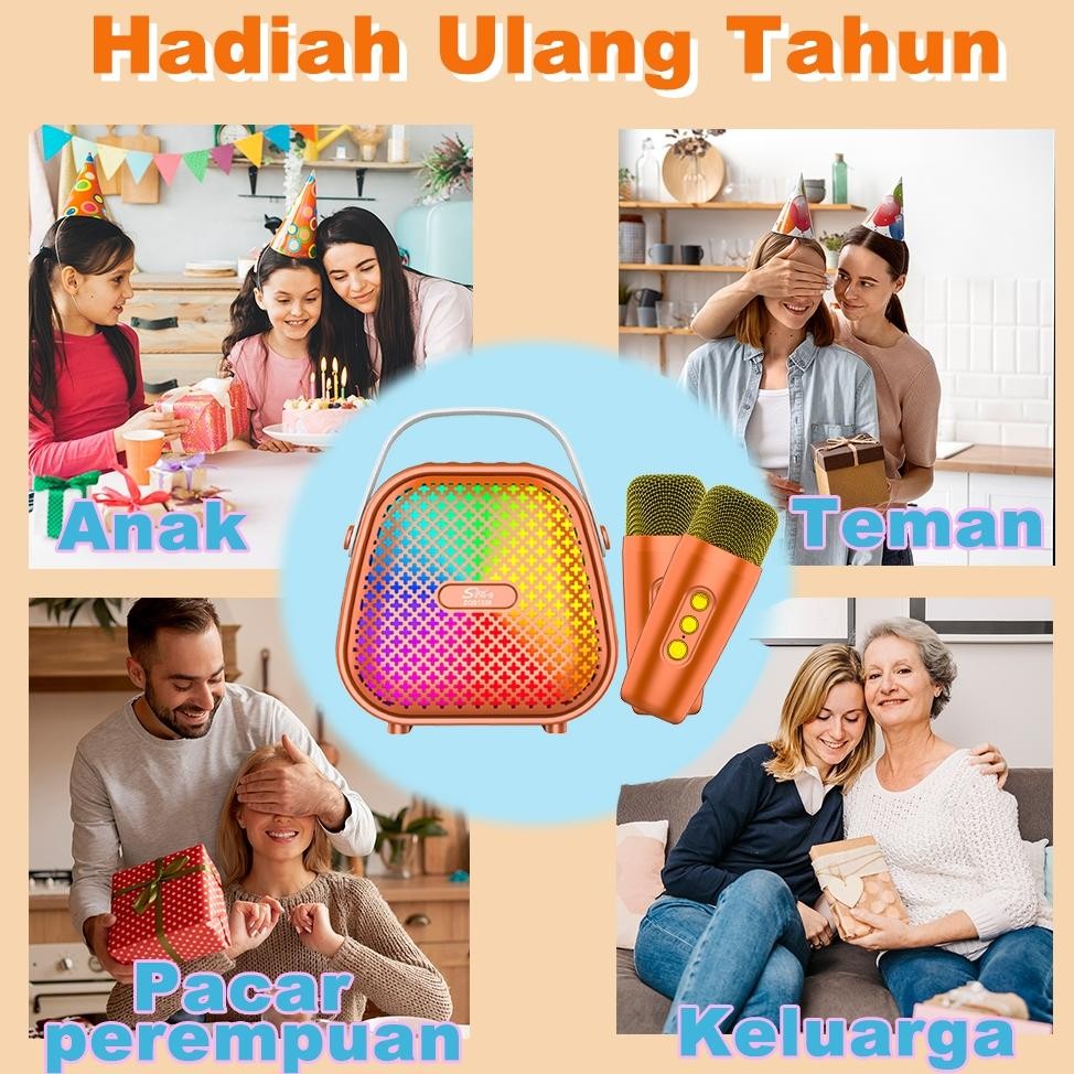 Flash Sale - PRO MAX BASSMAIKET Speaker Bluetooth Karaoke Super Bass 2 mic Portable Mini Advance MP3